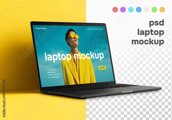 Obraz Isolated laptop mockup with smart layer background and screen