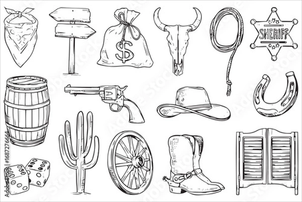 Obraz Classic Wild West Icons Set