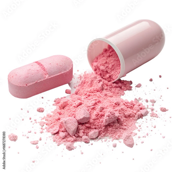 Fototapeta make up powder and lipstick isolated on white background. PNG Transparent file type with high definition quality And vibrant color grading Available.