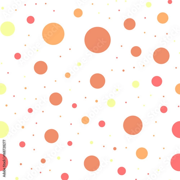Fototapeta Colorful polka dots seamless pattern on black 21 background. Majestic classic colorful polka dots textile pattern. Seamless scattered confetti fall chaotic decor. Abstract vector illustration.