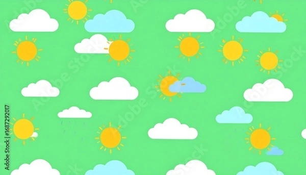 Obraz Cartoon weather pattern on a light teal background