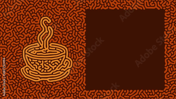 Fototapeta Abstract Background with Cup of Coffee in Warm Color with Space for Text or Copy space for Menu and Coffee Day Celebration Greeting Card Background