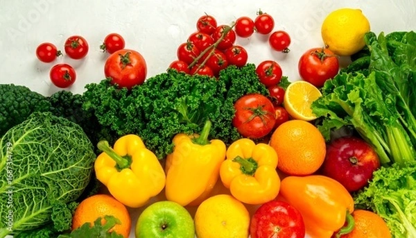 Fototapeta Vibrant array of fresh produce