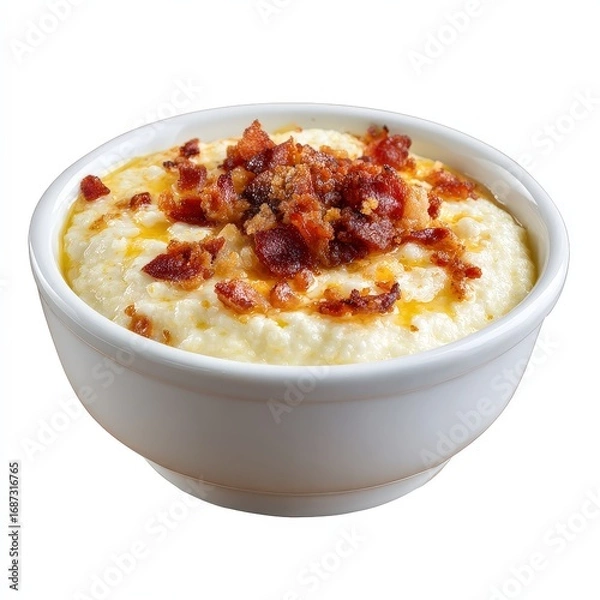 Fototapeta Classic Grits with Bacon Isolated on White