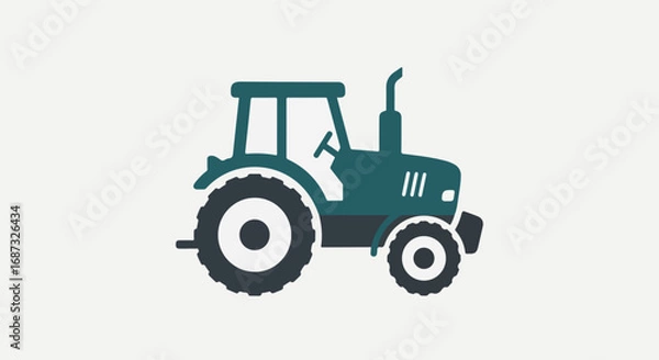 Fototapeta Tractor icon on white, agricultural vehicle is shown on white background. Farm tractor icon illustrates farming machinery. Use farm tractor icon to enhance agriculture projects,
