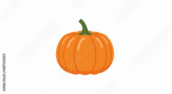 Fototapeta Isolated pumpkin with orange color on plain background. Fresh pumpkin harvest, perfect for fall decorations and thanksgiving, adds festive touch.