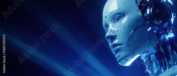 Fototapeta The futuristic robot with glowing features and advanced technology.