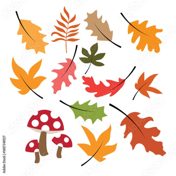 Fototapeta autumn leaves set