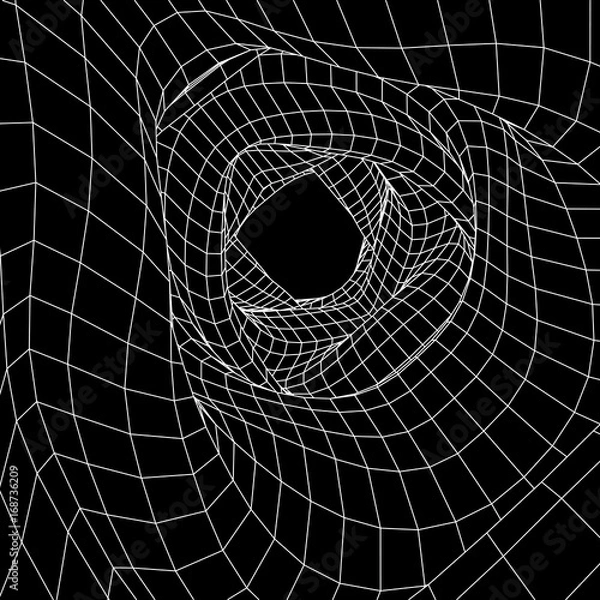 Fototapeta Wireframe Mesh Organic Tube. Connection Structure. Big Data Visualization Concept. Vector Illustration.
