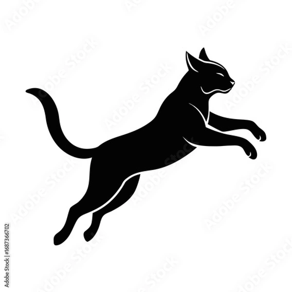 Obraz Jumping Cat Silhouette Vector