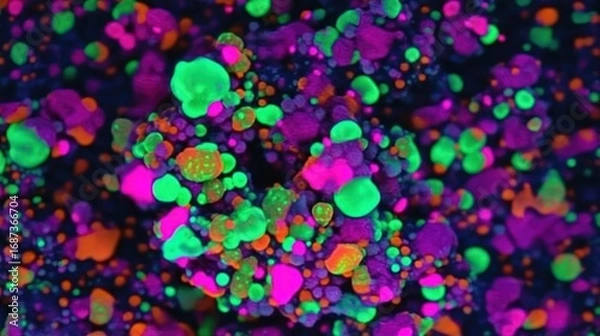 Fototapeta Abstract Neon Spheres of Color Forming Dynamic Patterns, Creating an Artistic Presentation