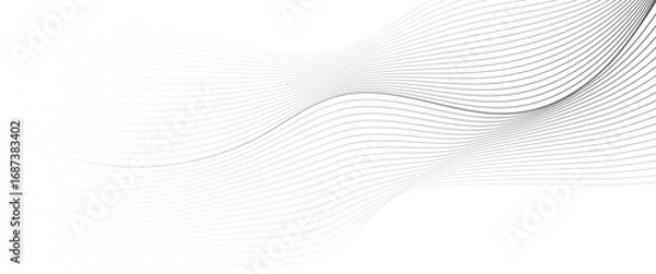 Fototapeta Vector abstract grey background with glowing curved lines and modern wave design	