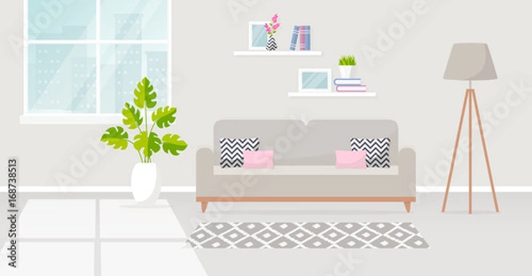 Obraz Interior of the living room. Vector banner.