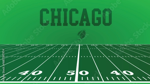 Fototapeta Chicago Drawings Of City Names, American Football green field, Vector Illustration Abstract Editable image, Social Media and web Post