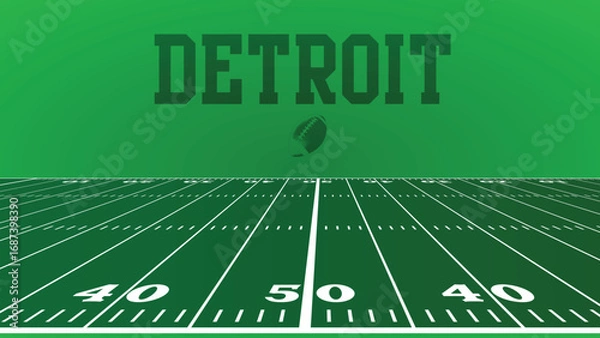 Fototapeta Detroit Drawings Of City Names, American Football green field, Vector Illustration Abstract Editable image, Social Media and web Post