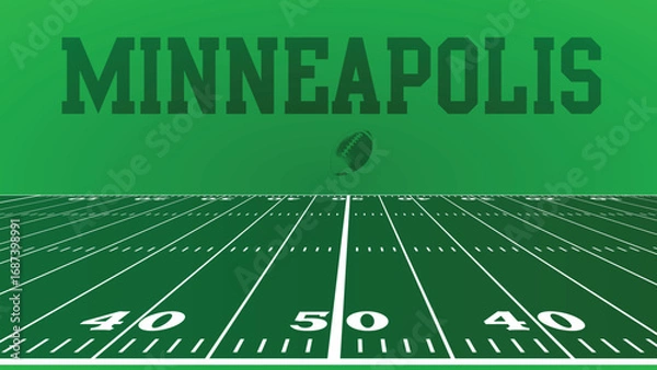 Fototapeta Minneapolis Drawings Of City Names, American Football green field, Vector Illustration Abstract Editable image, Social Media and web Post