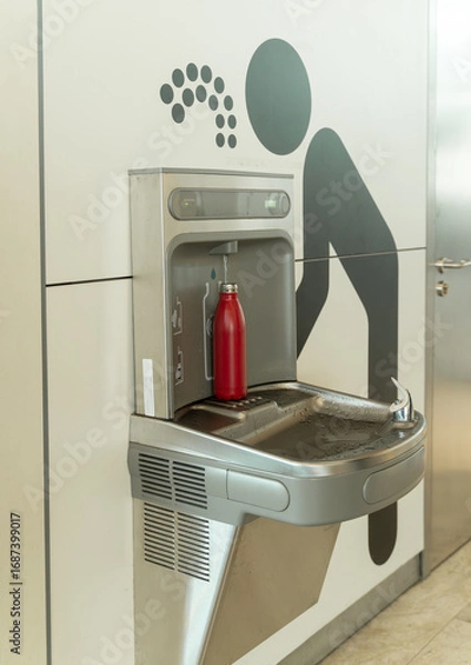 Obraz Water refill point for your bottle at the airport.