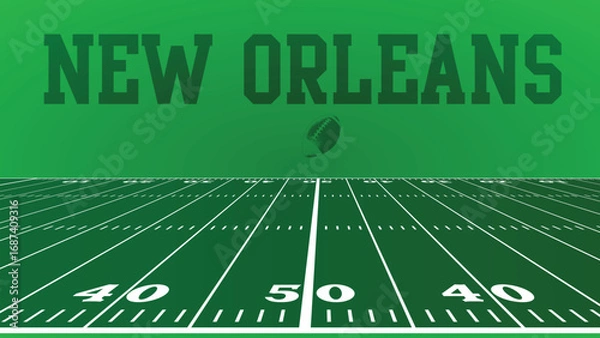 Fototapeta New Orleans Drawings Of City Names, American Football green field, Vector Illustration Abstract Editable image, Social Media and web Post