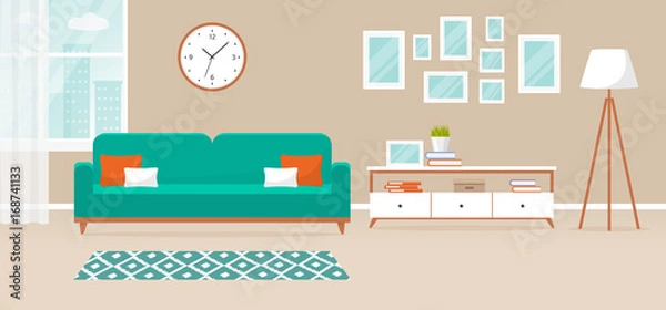 Obraz Interior of the living room. Vector banner.