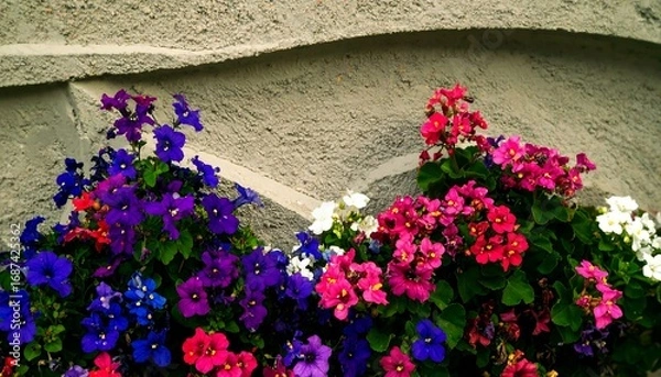 Obraz Vibrant flowers against a textured wall