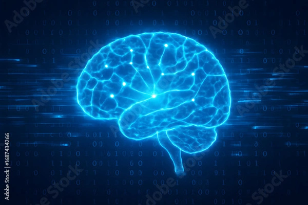 Fototapeta AI-Powered Intelligence: Neural Network and Data Flow