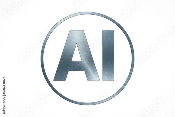 Obraz Metallic ai letters inside a textured oval frame on a white background representing artificial intelligence