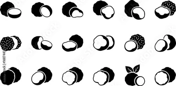 Fototapeta Truffle vector icon.Black vector icon isolated on white background truffle.
