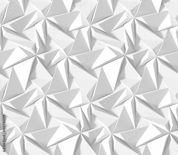 Fototapeta White abstract hexagonal geometric pattern. Origami paper style. 3D rendering seamless texture.