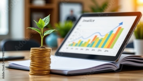 Fototapeta Growing Financial Success Business Growth Strategies Office Environment Visual Data Analysis Dynamic Financial Concepts