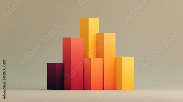 Fototapeta Colorful bars rise in gradient, showcasing growth and progress i