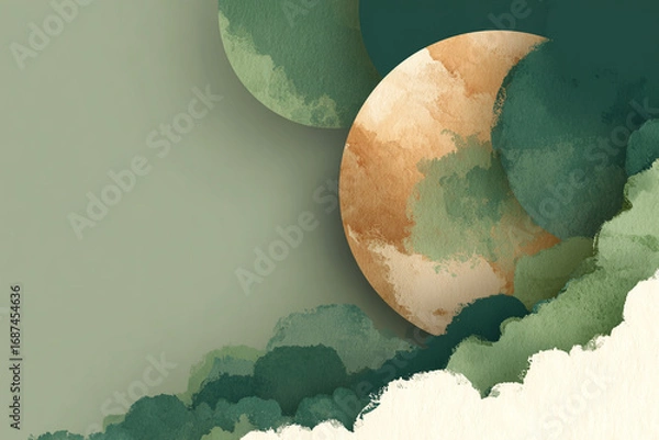 Obraz Minimalistic Green Circle Design, Nature Theme