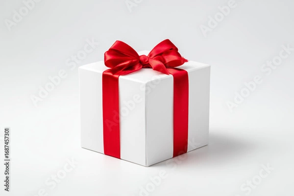 Obraz Red gift box  isolated on a white background