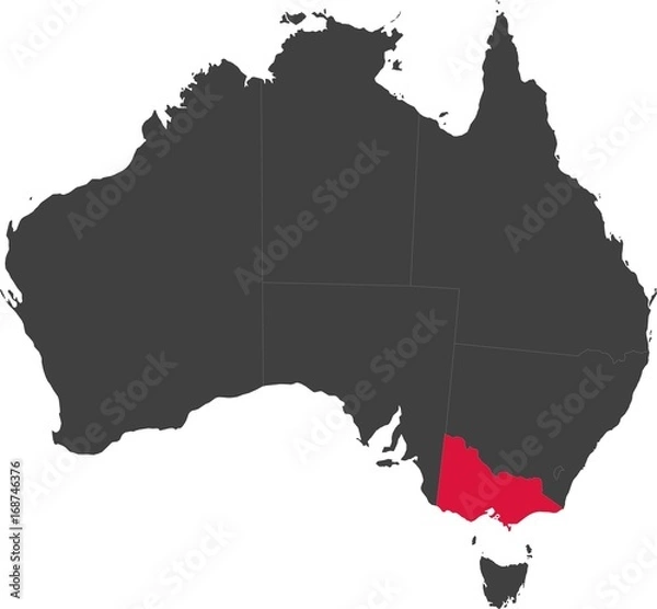 Fototapeta Map of Australia split into individual states. Highlighted state of Victoria.