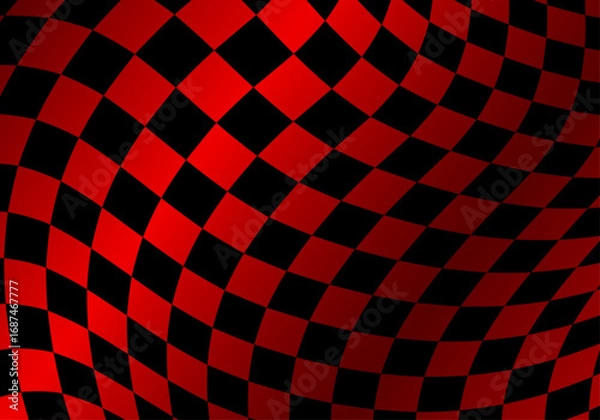 Obraz Checkered racing finish line flag. Red and black checkered background. Fluttering flag. Auto. Premium luxury background for cards, invitation, poster, flyer, luxe invite, prestigious voucher, ads.