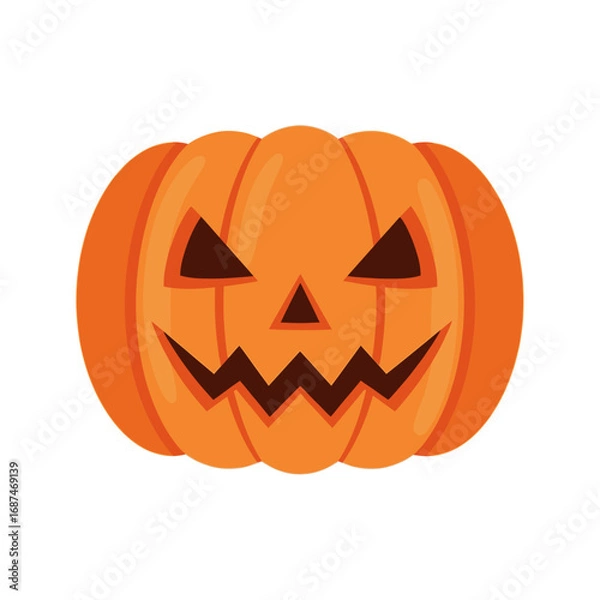 Fototapeta Carved Halloween Pumpkin with Glaring Eyes and Grin