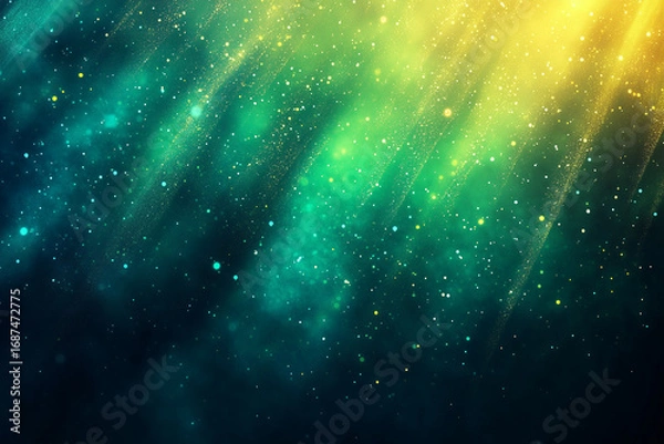 Fototapeta soft glowing abstract background dark blue emerald petrol teal lime yellow gradient glitter dreamy design