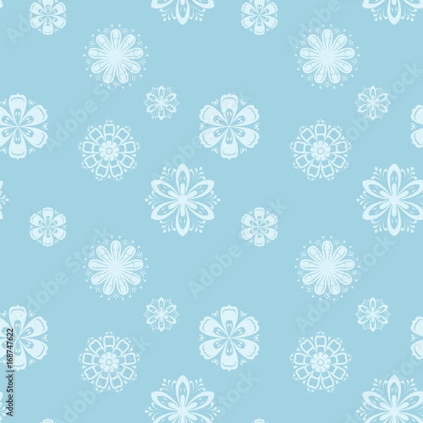 Fototapeta Floral seamless pattern. Blue and white background