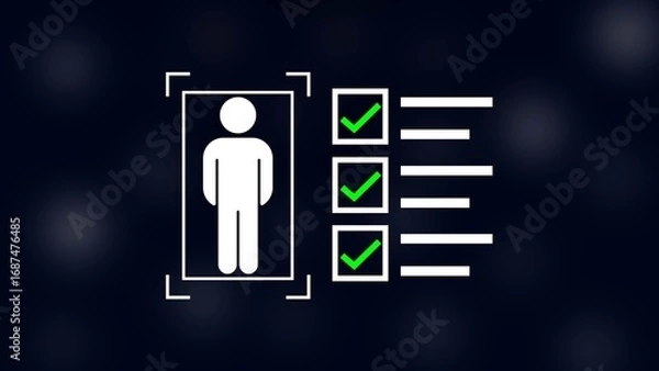 Fototapeta man with check mark in boxes on black background.