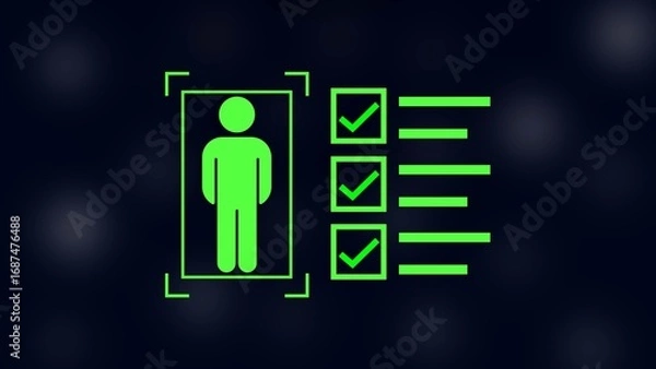 Fototapeta man with check mark in boxes on black background.