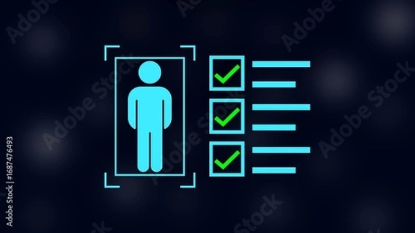 Fototapeta man with check mark in boxes on black background.