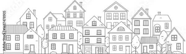 Fototapeta a charming sketch of quaint houses in a small town