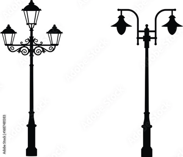 Fototapeta street lamps with intricate designs and multiple lights