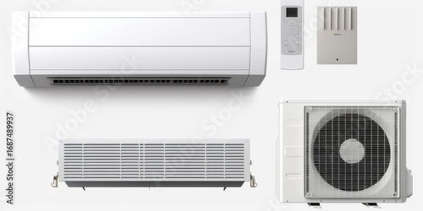 Fototapeta Air conditioner cut out element set.