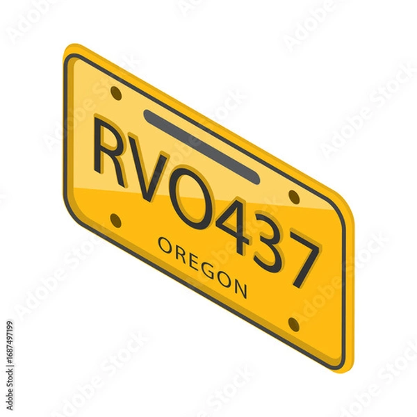 Fototapeta 3D Isometric Flat  Set of License Plates. Item 1