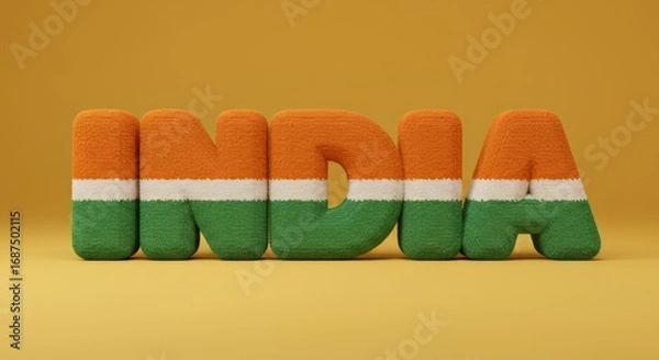Obraz Patriotic India – Flag-Wrapped Letters on Glowing Background
