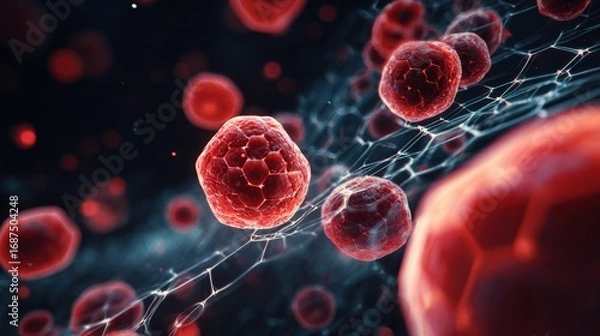 Fototapeta red cells network microscopic view