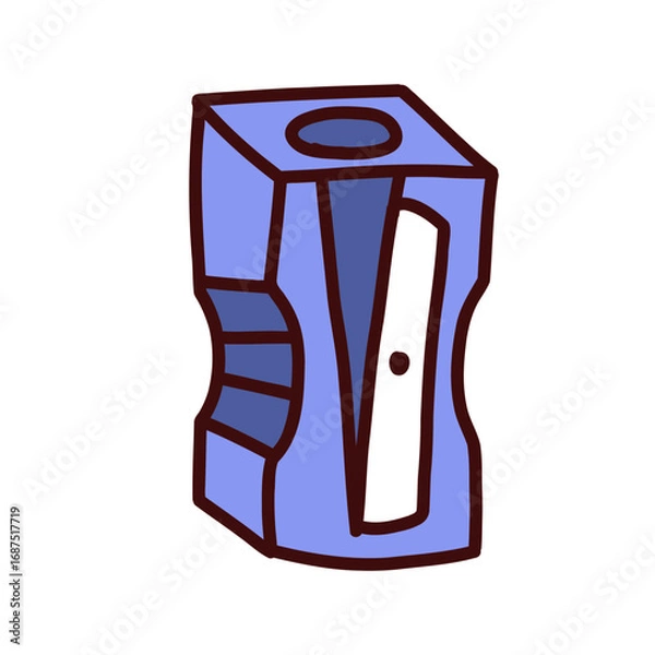 Fototapeta Simple doodle style icon of a pencil sharpener in hand drawn design. Perfect for school projects, stationery concepts, education materials, children’s illustrations, posters, stickers, packaging, blog