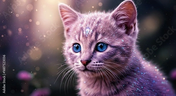 Obraz A fluffy rabbit with a frosty winter coat and delicate crystalline snow accents