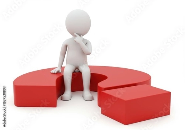 Fototapeta 3d figure pondering on red puzzle piece decision making strategy business concept