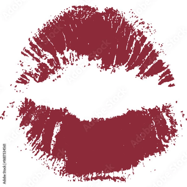 Obraz  Stunning, isolated red lipstick kiss mark and beautiful lacquered lips on a transparent background.